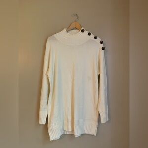 Anthropologie Sweater  cream Ivory buttons oversize minimalist